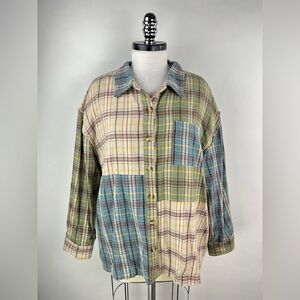 💚 3087. Multicolor Plaid Flannel Button Front
